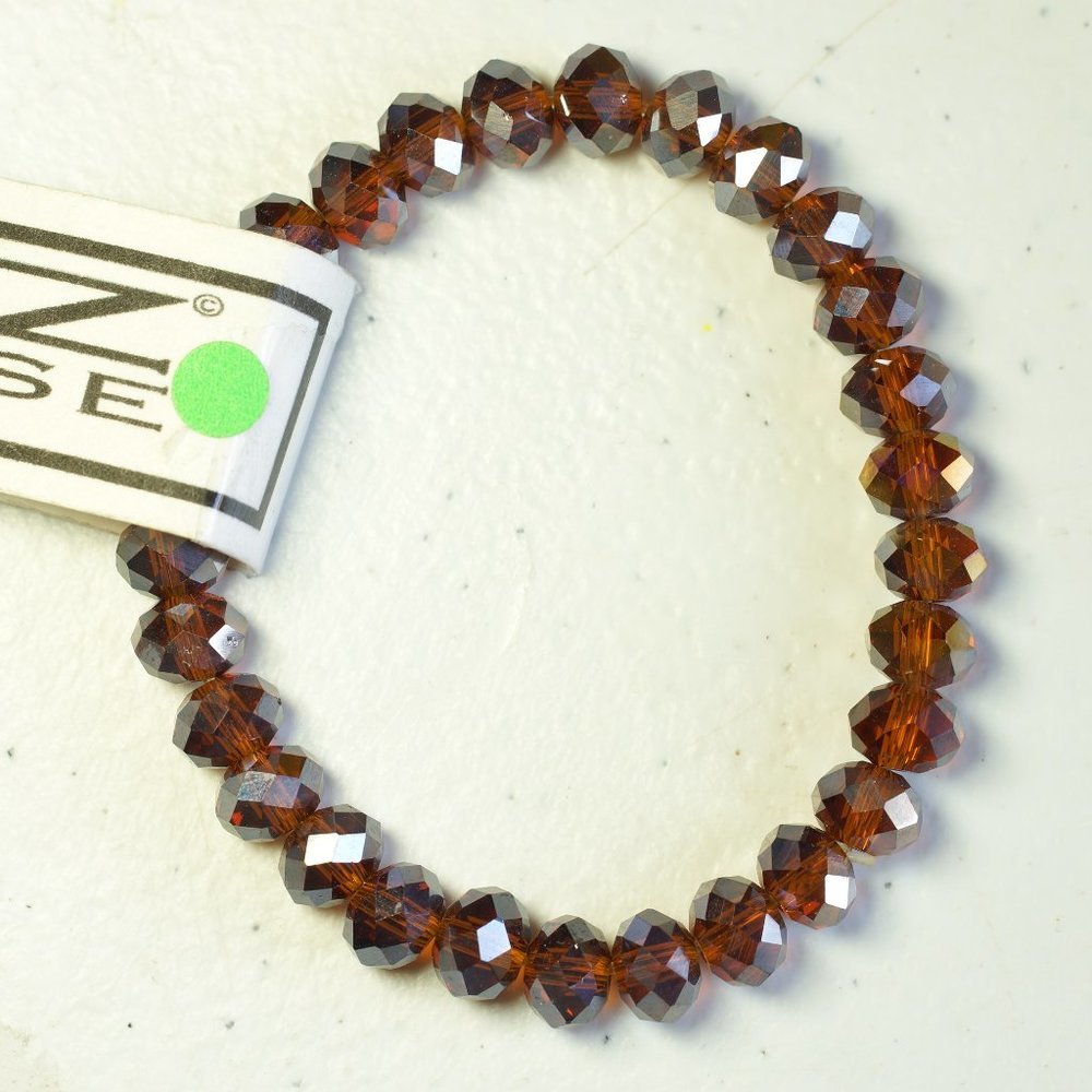Dark Amber Facetted 2.5" Stretch Fit Bracelet - Picture 1 of 1